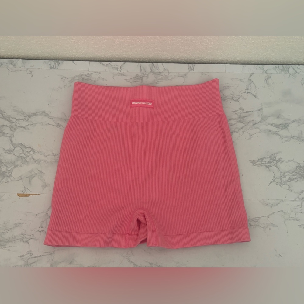 Nova Sport Activewear XL Sports Bra And Medium Bike Shorts Set Pink Ribbed​ - Picture 4 of 7